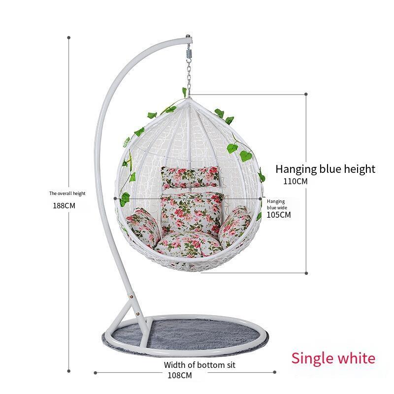 Indoor Hanging Chair Bedroom Swing Cradle Chair Household Indoor Outdoor Courtyard Lounge Chair Rattan Chair Single White