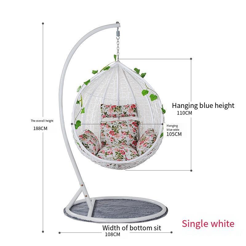 Hanging Chair Cradle Chair Hanging Basket Household Indoor Outdoor Courtyard Reclining Chair Balcony Rocking Chair Rattan Chair Single White