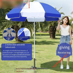 Outdoor Sunshade Umbrella Large Outdoor Commercial Stall Umbrella Advertising Umbrella 2 M Blue And White Three Layer Frame Without Base