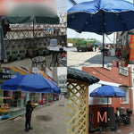 Outdoor Sunshade Umbrella Large Outdoor Commercial Stall Umbrella Advertising Umbrella 2 M Blue And White Three Layer Frame Without Base