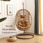 Hanging Basket Rattan Chair Household Bird's Nest Hanging Orchid Chair Bedroom Single Rocking Chair Thick Line Retro Yellow Send Cushion