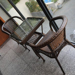 Rattan Chair Tea Table Three Piece Set Balcony Table And Chair Household Leisure Rattan Weaving Table And Chair Square Table + 2 Chairs Thickened