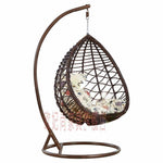 Indoor Rattan Chair Single Double Hanging Orchid Chair Balcony Rocking Chair Bird's Nest Swing Imitation Wood Grain Color With Cushion Carpet