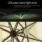 2.5m Square Warm Solar Energy Umbrella With Lamp 260kg Water Tank Outdoor Sun Umbrella Outdoor Garden Leisure Roman Umbrella