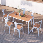 Outdoor Balcony Terrace Anticorrosive Wood Table Chair Combination Sunscreen Plastic Wood Long Table Black Bench 108 * 30 * 45