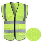 Printable Breathable Mesh Multi Pocket Fluorescent Yellow Reflective Vest Traffic Protection Reflective Vest Warning Clothing Construction Road Maintenance