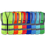 Yellow And Blue Breathable Safety Vest Mesh Type Multi Pocket Reflective Vest Traffic Protection Reflective Vest Warning Clothing Construction Road Maintenance