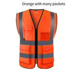 Reflective Vest Traffic Protection Reflective Vest Warning Clothing Construction Road Maintenance Reflective Vest Orange Multi Pocket