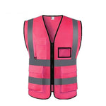 10 Pieces Pink Reflective Safety Vest Multi Pockets Traffic Protection Reflective Vest Warning Clothing Construction Road Maintenance Reflective Clothing - Pink