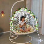 Hanging Chair Swing Home Stay Rocking Blue Chair Indoor Hanging Basket Rattan Chair Balcony Leisure Tesiyou Rocking Chair Single White