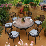 Courtyard Tables And Chairs Rain Proof Sun Proof Anti-corrosion Cast Aluminum Outdoor Courtyard Tables And Chairs Combination Outdoor 6 Chairs 1 Table