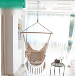 Canvas Stick Tassel Hanging Chair Indoor Balcony Swing Single Hanging Orchid Rocking Chair Cradle Ceiling Set (excluding Pillow)