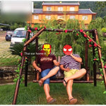 Outdoor Wooden Swing Rocking Chair Wood Double Rocking Chair Basket Rocking Chair Small Swing Without Flower And Rattan (two Adults)