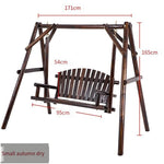 Outdoor Wooden Rocking Chair Hanging Chair Carbonized Anticorrosive Rocking Chair Small Swing Without Flower And Rattan (two Adults)