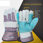 A Pair Protective Gloves Wear Resistant Stab Resistant Tear Resistant Handling Machinery Electric Welding Construction Canvas Leather Gloves L