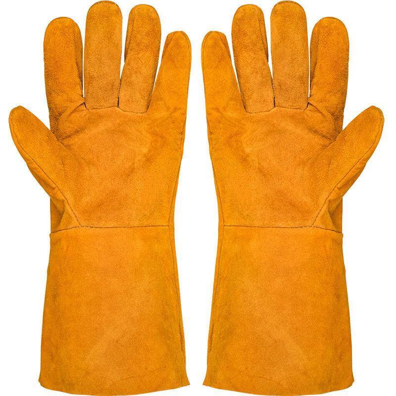 12 Pairs Cow Leather Welding Gloves Special For Labor Protection Welding Welder Lengthened And Thickened