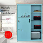 Steel Balcony Cabinet Waterproof Sunscreen Balcony Locker Outdoor Garden Storage Cabinet Tools And Sundries Storage Cabinet Bright Yellow Open 950 * 800 * 500