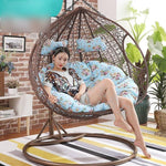 Hanging Basket Rattan Chair Swing Outdoor Household Bedroom Leisure Lazy Indoor Balcony Hammock Cradle Rocking Double White (with Armrest)