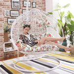 Hanging Basket Rattan Chair Swing Outdoor Household Bedroom Leisure Lazy Indoor Balcony Hammock Cradle Rocking Double White (with Armrest)