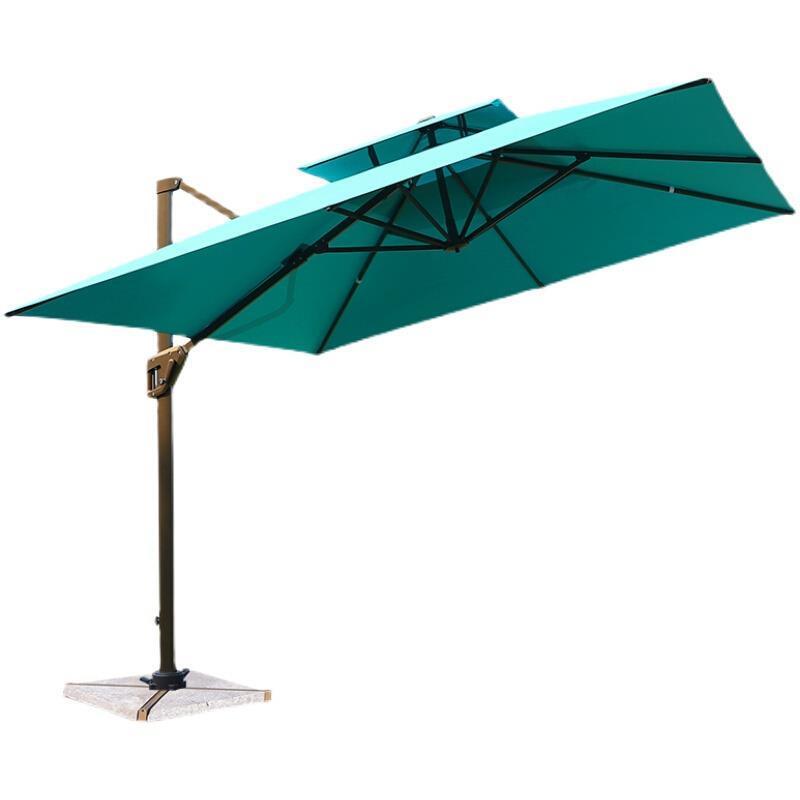 Outdoor Sunshade Umbrella Villa Garden Roman Large Sun Sunscreen Open Yard Stall Flagship Round Double Top 3m Wine Red With 200kg Water Tank