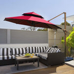 Outdoor Sunshade Umbrella Villa Garden Roman Large Sun Sunscreen Open Yard Stall Flagship Round Double Top 3m Wine Red With 200kg Water Tank