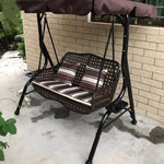 Outdoor Swing Leisure Rocking Chair Balcony Villa Terrace Hanging Anti-corrosion Wood Woven Rattan Iron Cradle Garden Courtyard Bed Double