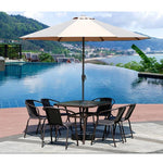 Outdoor Tables And Chairs With Umbrella Combination Open Balcony Courtyard Leisure Rattan Chair Terrace Sunshade Waterproof Rattan 80 Tables + 4 Chairs + Coffee Umbrella