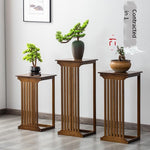 Chinese Style Flower Rack Living Room Floor Type Shelf Living Room Lvluo Indoor Bonsai Rack Balcony Flower Table Solid Wood Bonsai Retro Flower Table Office Hanging Orchid Flower Rack Large Simple