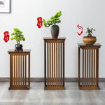 Chinese Style Flower Rack Living Room Floor Type Shelf Living Room Lvluo Indoor Bonsai Rack Balcony Flower Table Solid Wood Bonsai Retro Flower Table Office Hanging Orchid Flower Rack Large Simple