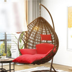 Hanging Chair Household Balcony Basket Rattan Indoor Room Dormitory Swing Rocking Outdoor Double Lazy Hammock European Bird's Nest Drop Single Coffee - Deluxe Version [armrest + Large]