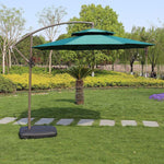 Outdoor Sunshade Courtyard Umbrella Sun Large Stall Sunscreen Anti Ultraviolet Folding Dark Green Double Top With Marble