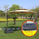 Outdoor Sunshade Courtyard Umbrella Sun Large Stall Sunscreen Anti Ultraviolet Folding Dark Green Double Top With Marble