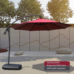 Outdoor Sunshade Umbrella Villa Garden Stall Sentry Box Sunscreen Folding Large Wine Red Extra Large 3m Hand Push Money [complimentary Water Injection Base]