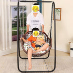 Hanging Chair Basket Cane Swing Indoor Cradle Hammock Bedroom Balcony Leisure Bird's Nest Orchid Rocking Courtyard Single Adult Net Red [ordinary] White Swing + Cushion + Carpet