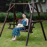Antiseptic Solid Wood Swing Double Landing Rainproof Ceiling Balcony Hanging Chair Courtyard Outdoor Carbonized Wood Rocking Chair Large Swing