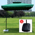 Double Top Umbrella Square Outdoor Sunshade Anti Big Sun Wrench Square Courtyard Sentry Box 4 Bone 2.2m Dark Green + Water Tank Bottom