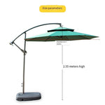 Double Top Umbrella Square Outdoor Sunshade Anti Big Sun Wrench Square Courtyard Sentry Box 4 Bone 2.2m Dark Green + Water Tank Bottom