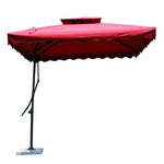 Double Top Umbrella Square Outdoor Sunshade Anti Big Sun Wrench Square Courtyard Sentry Box 4 Bone 2.2m Dark Green + Water Tank Bottom