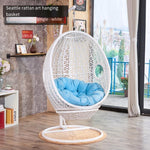 Hanging Basket Rattan Chair Rocking Indoor Swing Household Lazy Hammock Adult Orchid Balcony Net Red Bird's Nest Hanging Chair Single Rattan Hanging Chair - Bold Support [white]