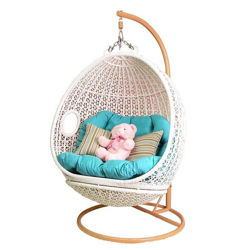 Hanging Basket Rattan Chair Rocking Indoor Swing Household Lazy Hammock Adult Orchid Balcony Net Red Bird's Nest Hanging Chair Single Rattan Hanging Chair - Bold Support [white]