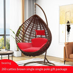 Double Hanging Basket Rattan Chair Living Room Balcony Bedroom Household Indoor Single Orchid Rocking Swing Net Red Lazy Outdoor Cradle Coffee Single Style - Fine Rattan Armless Gift Bag