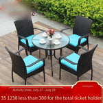 Outdoor Tables And Chairs Balcony Rattan Three Five Piece Set Iron Tea Combination Courtyard Leisure Furniture 4.5-pack Chair + Iron Frame Round Table