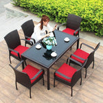 Outdoor Tables And Chairs Balcony Rattan Three Five Piece Set Iron Tea Combination Courtyard Leisure Furniture 4.5-pack Chair + Iron Frame Round Table