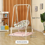 Hanging Basket Rattan Chair Single Child Swing Indoor And Outdoor Household Rocking Balcony Orchid Bird's Nest Rocking Chair Tesiyou Reinforced White (with Cushion + Carpet)