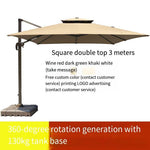 Outdoor Sunshade Umbrella Large Garden Courtyard Balcony Stall Large Sun Roman Umbrella Generation Square Double Top 3m + Water Tank