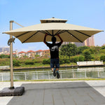 Outdoor Sunshade Umbrella Large Garden Courtyard Balcony Stall Large Sun Roman Umbrella Generation Square Double Top 3m + Water Tank