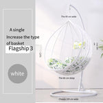 Double Basket Rattan Chair Hanging Household Hammock Indoor Leisure Balcony Swing Lazy Bird's Nest Drop Chair Cradle Chair Single White Flagship