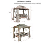 Balcony Hanging Chair Reclining Outdoor Swing Tent Rocking Iron Hammock Indoor Balcony Reclining Chair Villa Courtyard Outdoor Rocking Bed Courtyard Khaki - Can Seat And Lie [+ Gauze Curtain]