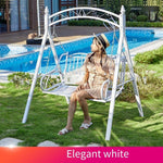 Outdoor Swing Hanging Chair Bed Double Courtyard Iron Rocking Basket Indoor And Outdoor Balcony Swing Elegant White
