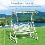 White Double Swing Basket Hanging Chair Iron Outdoor Indoor Outdoor Courtyard Garden Balcony Rocking Chair S Frame Grid
